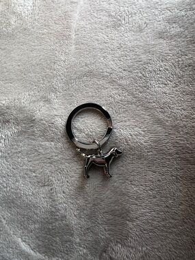 PINK Silver Dog Charm Keyring